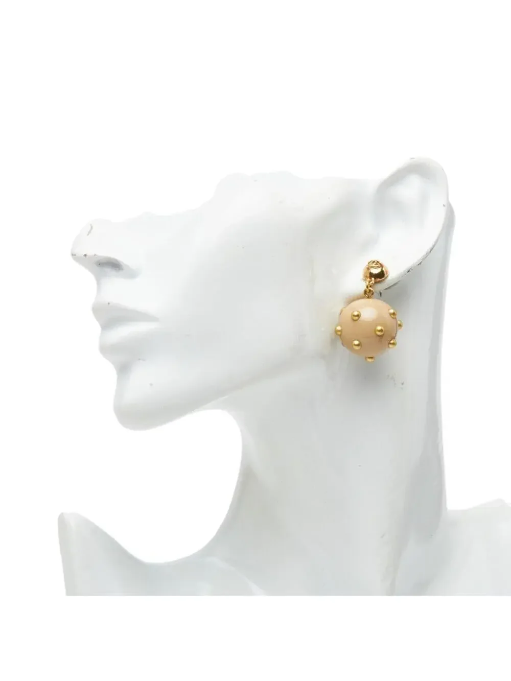 Chanel Cc Logo Stud Ball Earrings Gold- #327478C51B